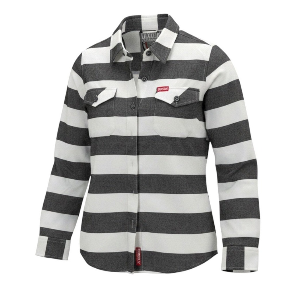 Dixxon Flannel Co The Tracker Women S Black White Striped Button‎ Up Excellent